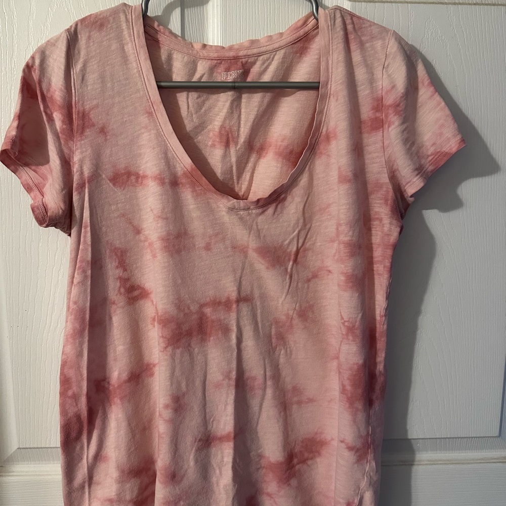 PINK Victoria's Secret Pink Tie-Dye V-Neck Tee